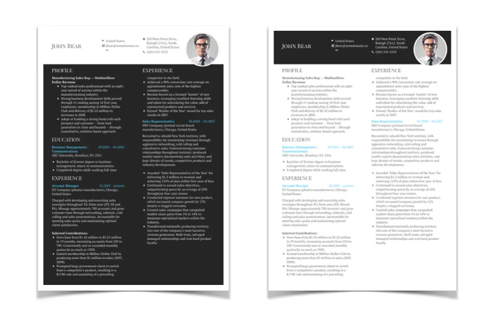 Midnight Midday Minimalistic Resume Templates