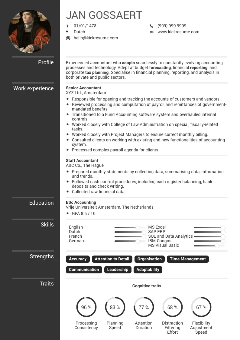 resume format for indian accountant