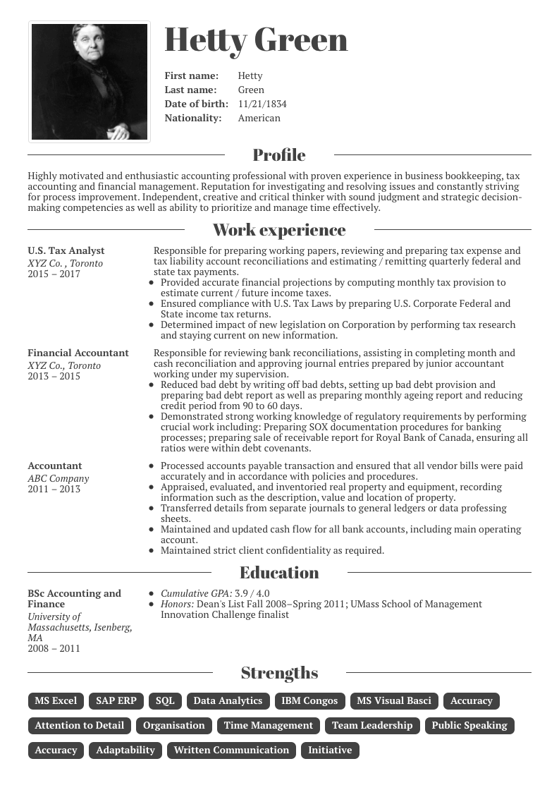 Accountant Resume Samples