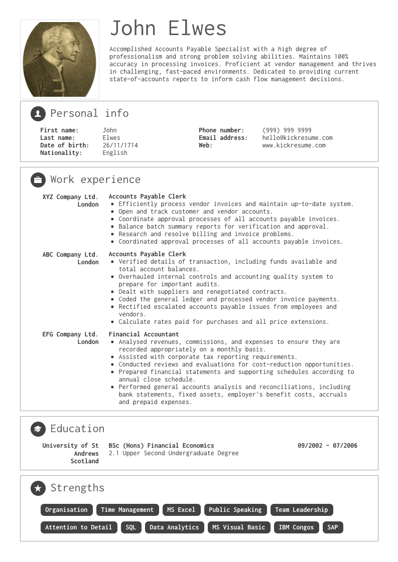 best resume template for accountant