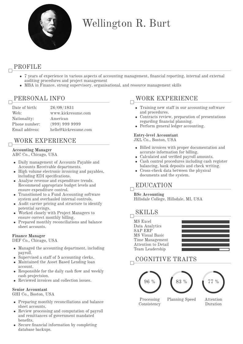 Accountant Resume Sample