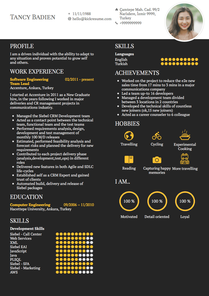 Accenture: Software Engineering Team Lead Resume Example