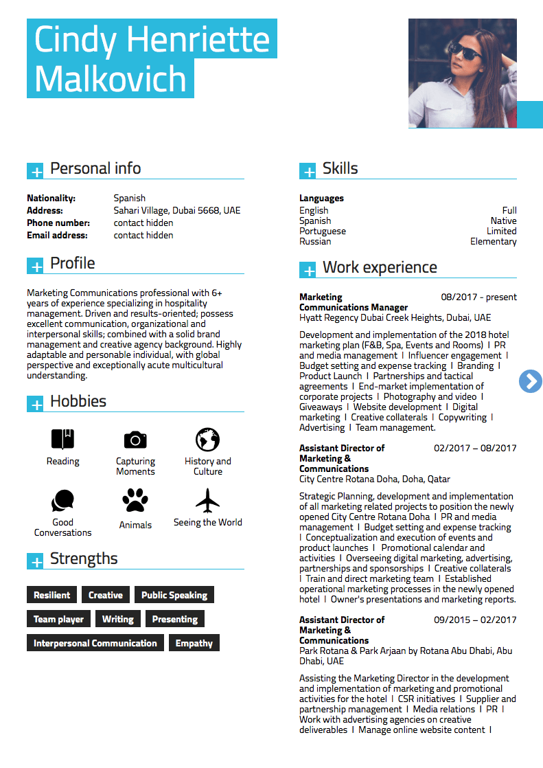 Hyatt-Regency Marketing Communications Manager Resume Sample