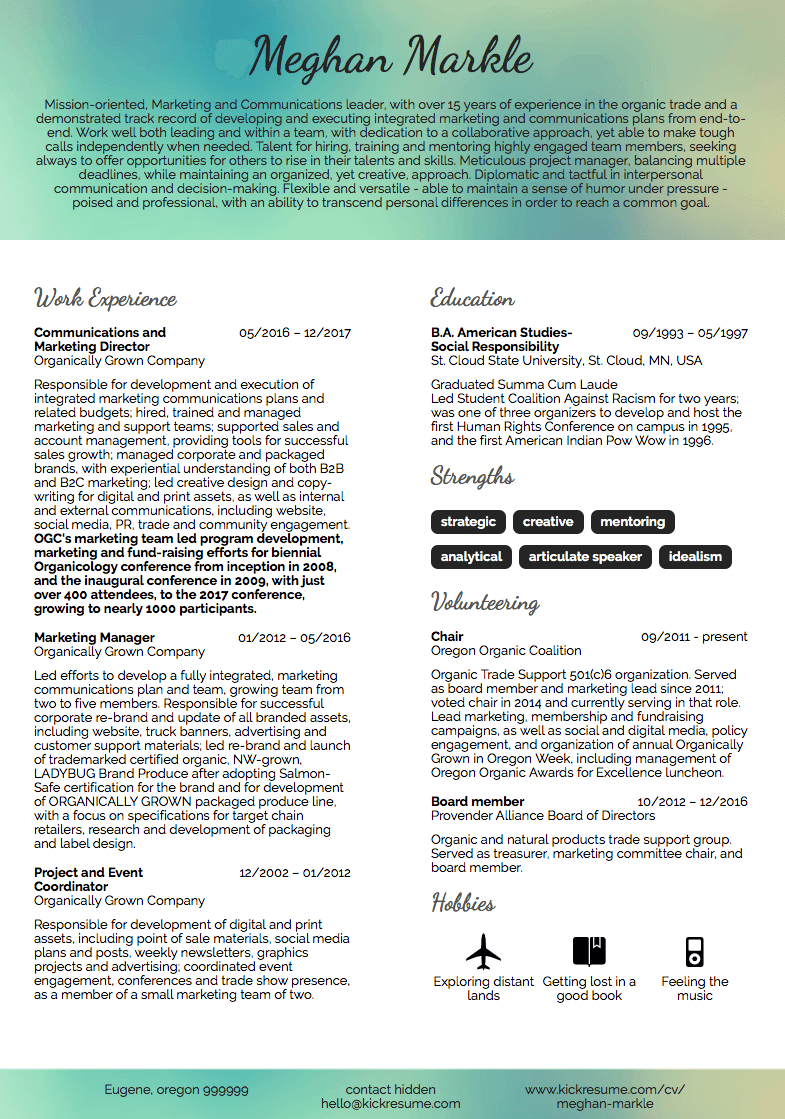 Marketing Director Resume Sample