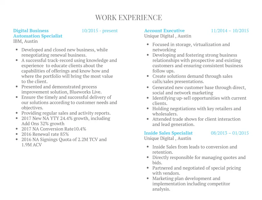 Account Executive Google Resume Sample