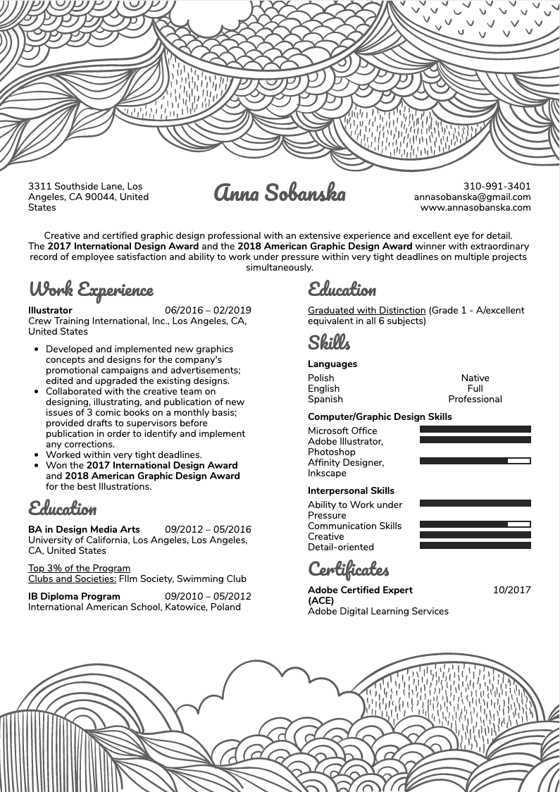 10 Art Resume Samples Score an Art Job That Pays the Bills