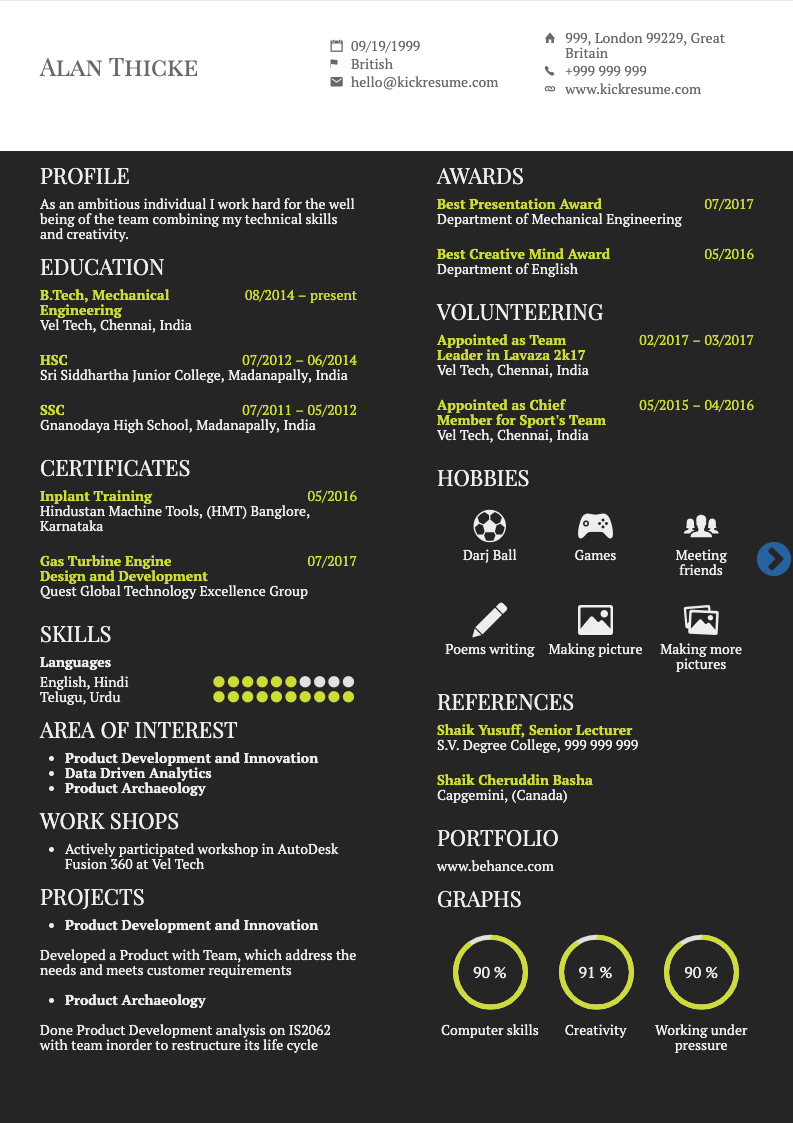 Junior Creative Resume Sample