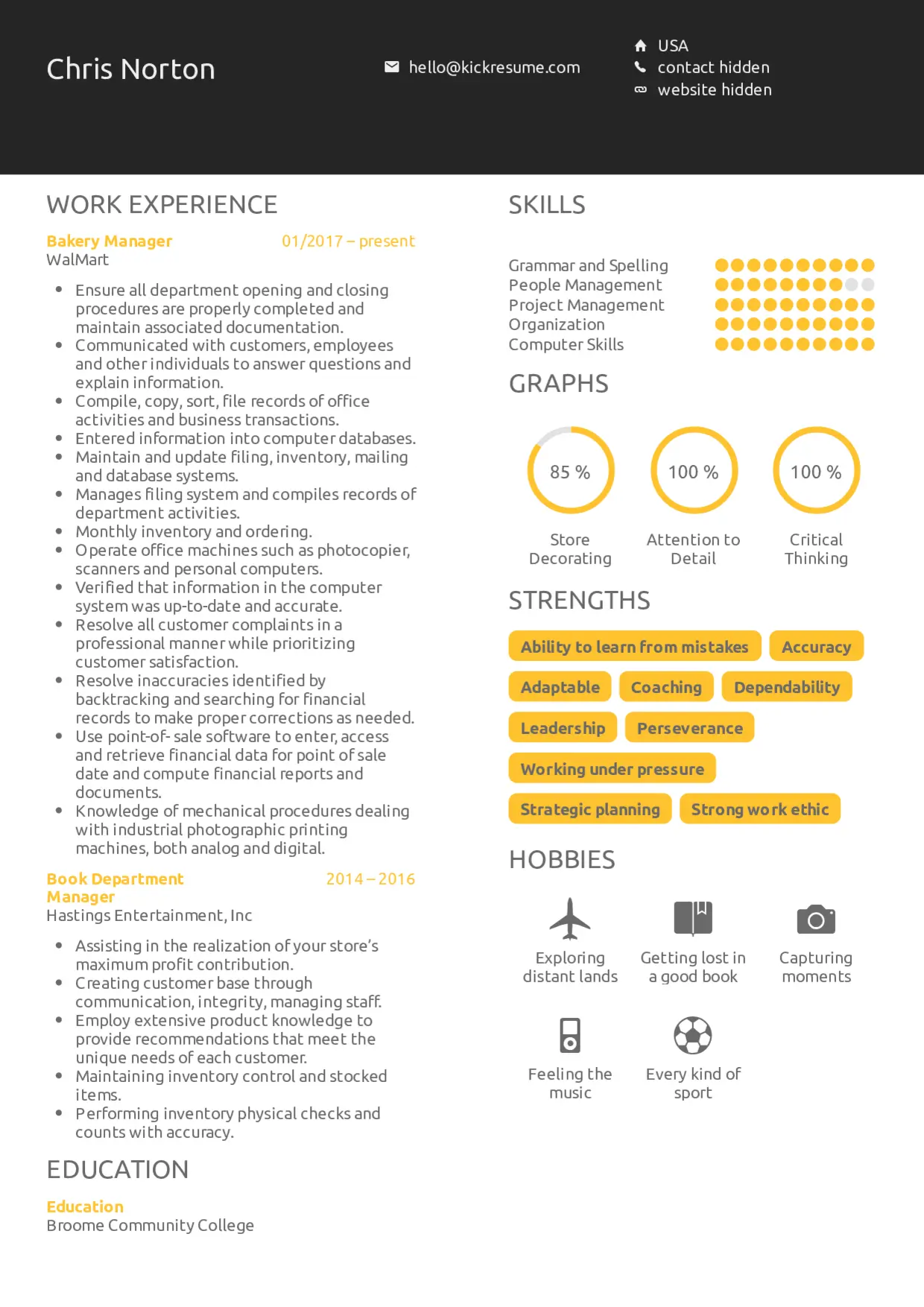 Walmart Store Manager Resume Sample