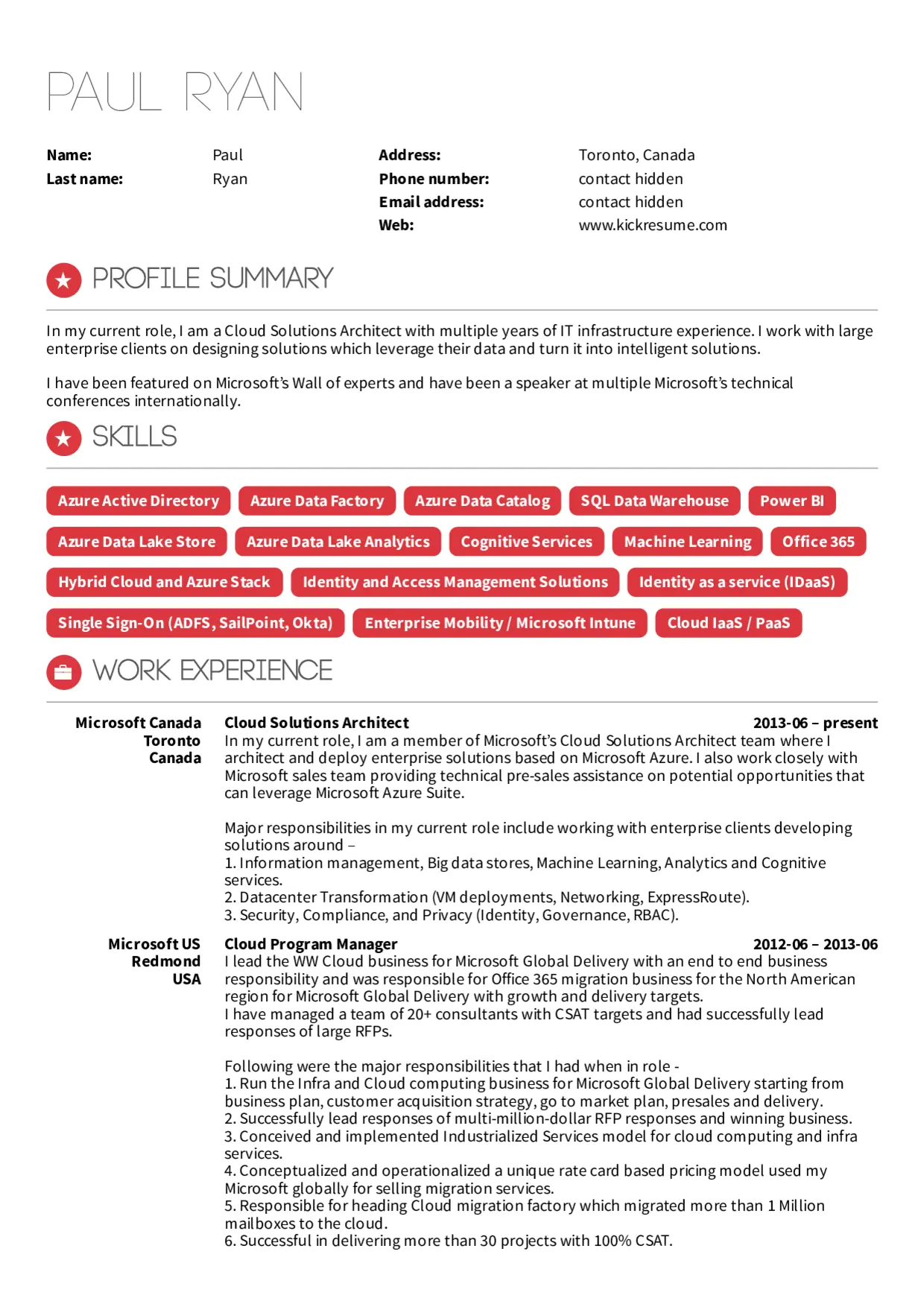 Microsoft Cloud Program Manager Resume Sample