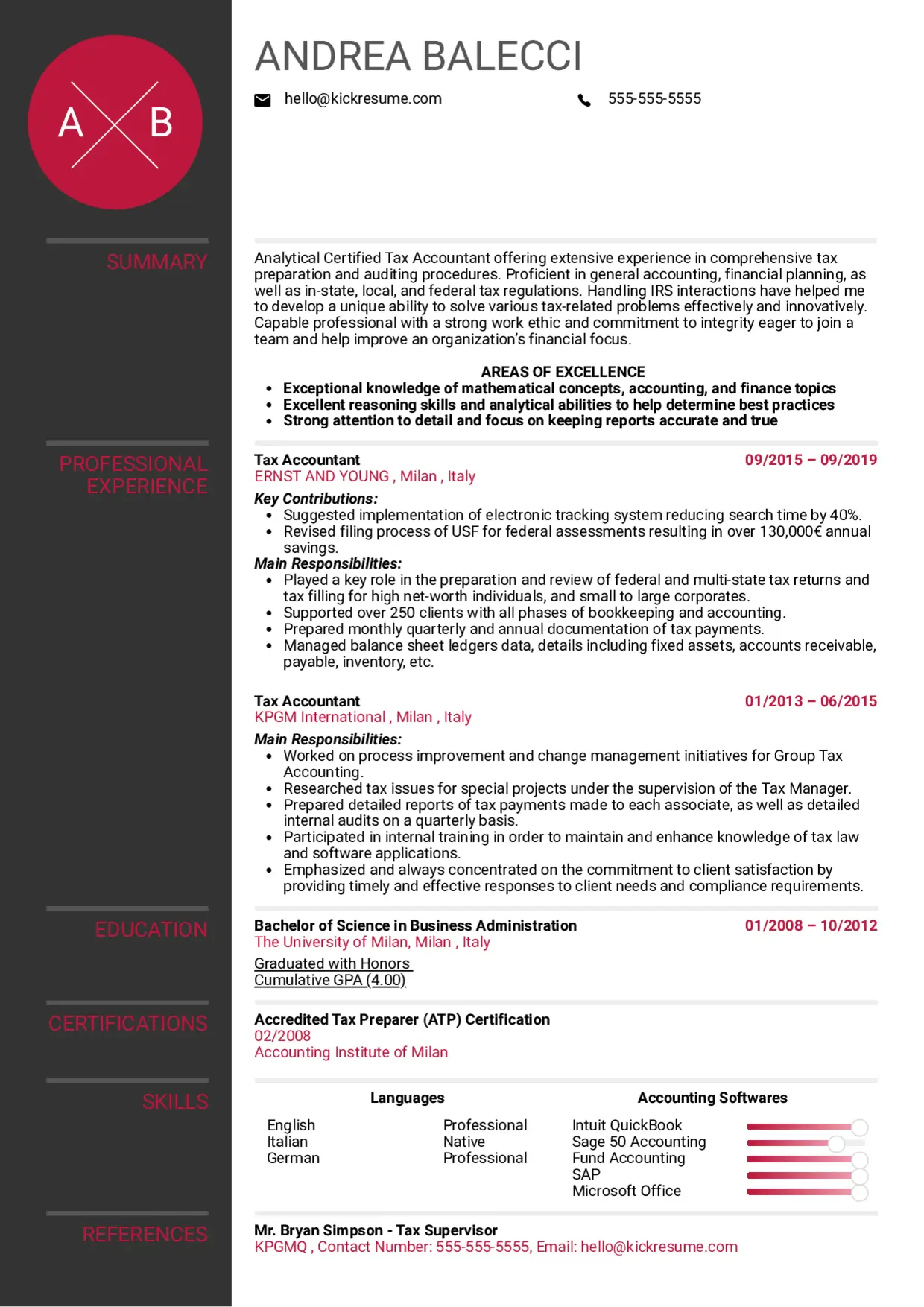 Finance Resume Sample