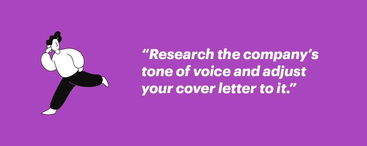 adjust cover letter to company's tone of voice