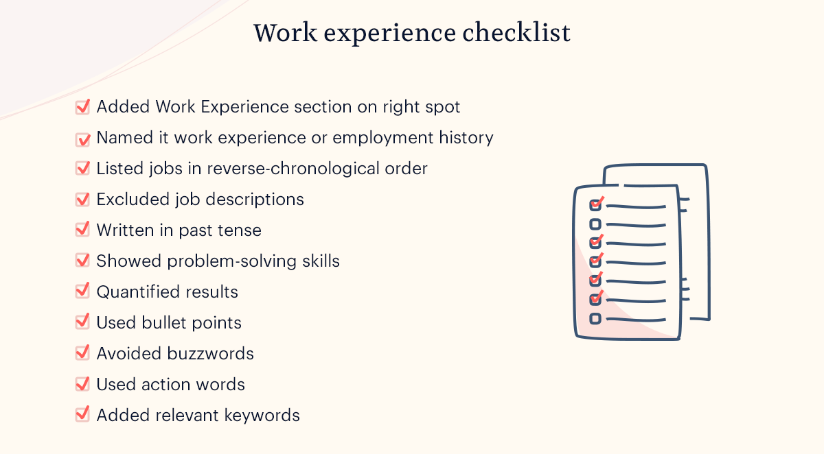 Work experience checklist