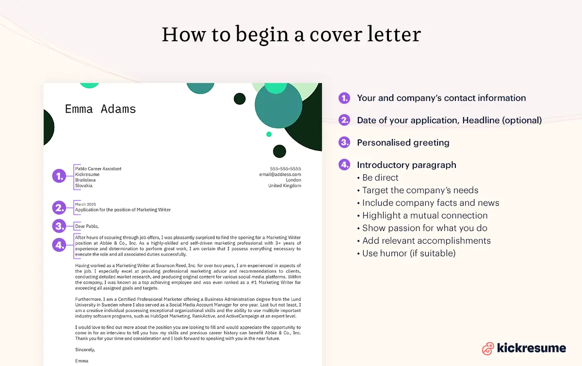 unique ways to start a cover letter