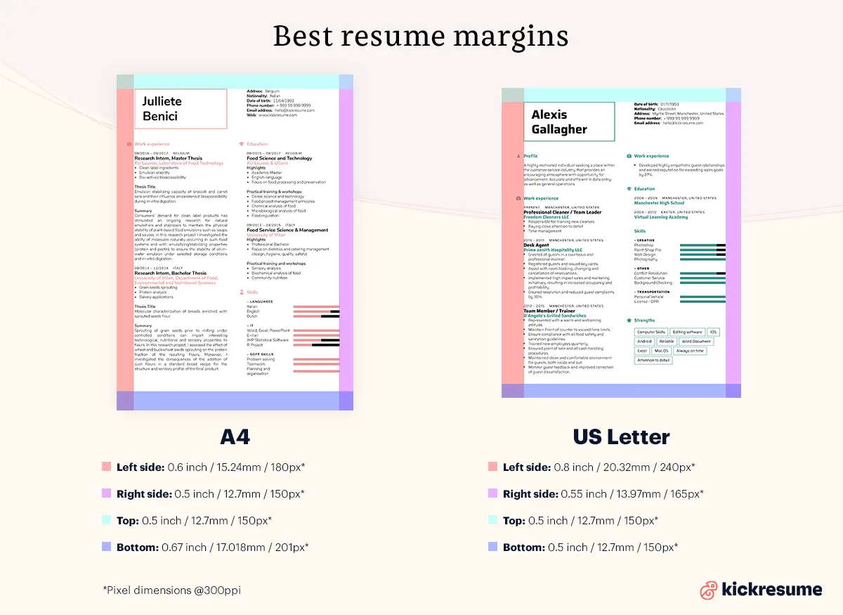 resume templates with the best margins