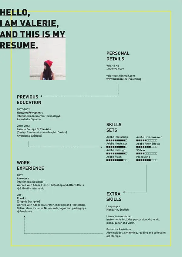 Valerie Ng creative resume template