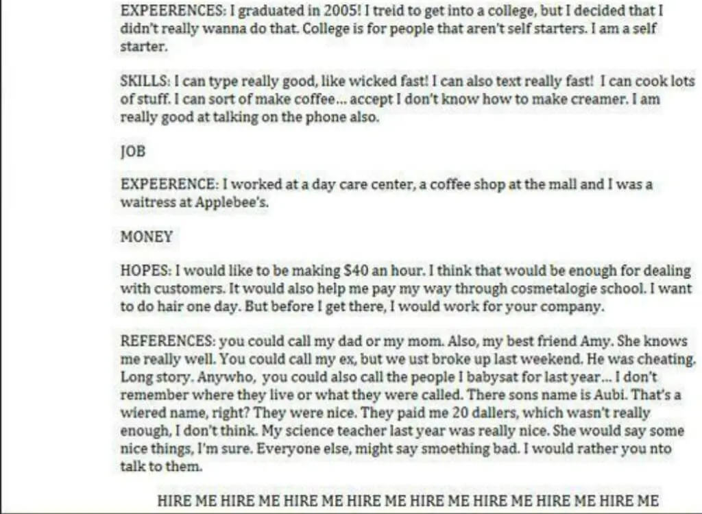 worst resumes ever