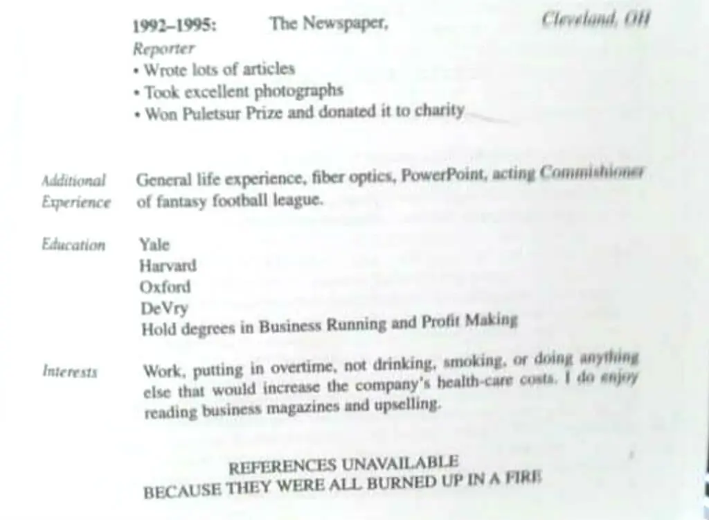 worst resumes ever