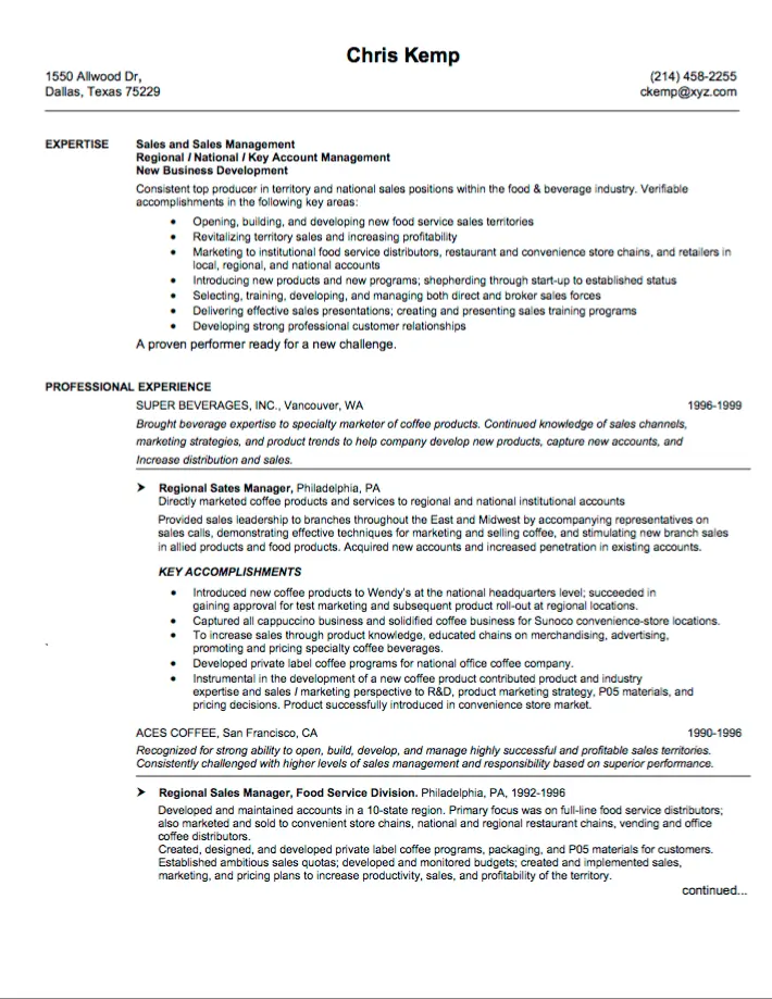 Sales Resume Samples
