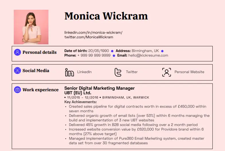 social media section on a resume
