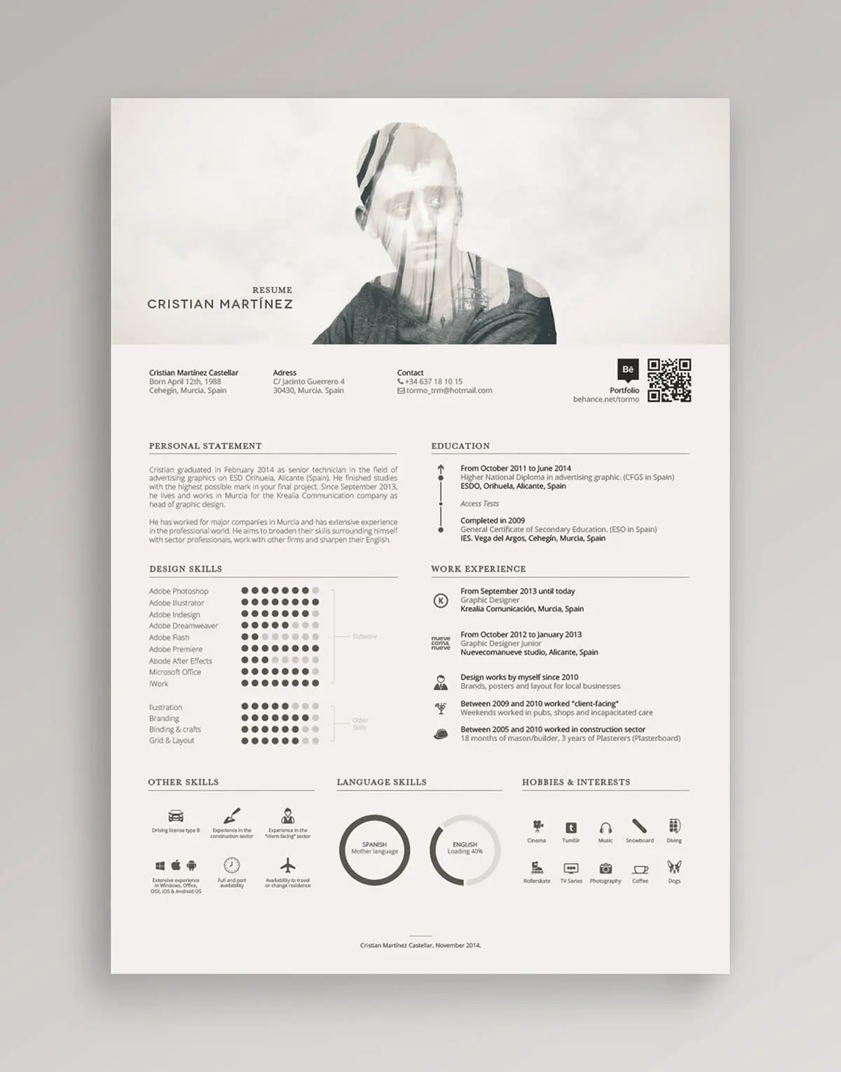 Cristian Martinez Castellar creative resume template