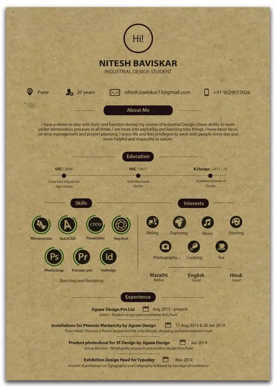 Nitesh Baviskar old school resume template