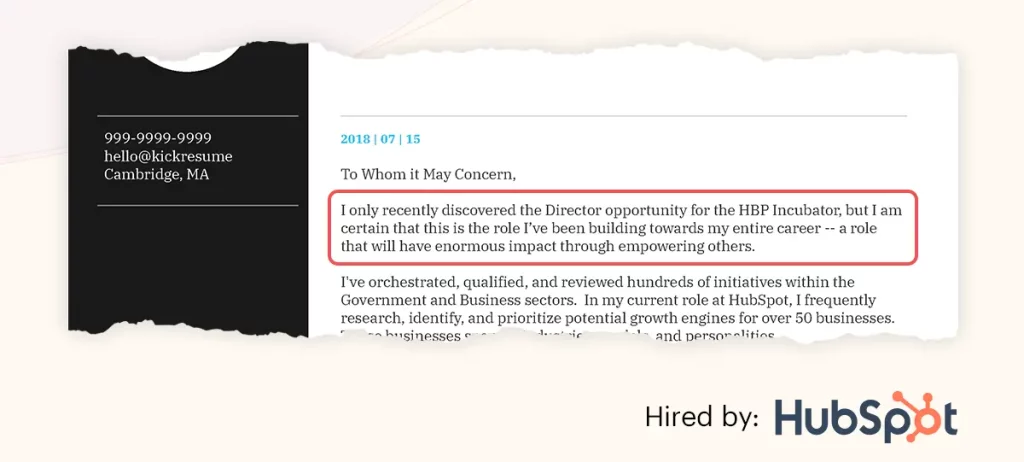 Example of cover letter introduction HubSpot
