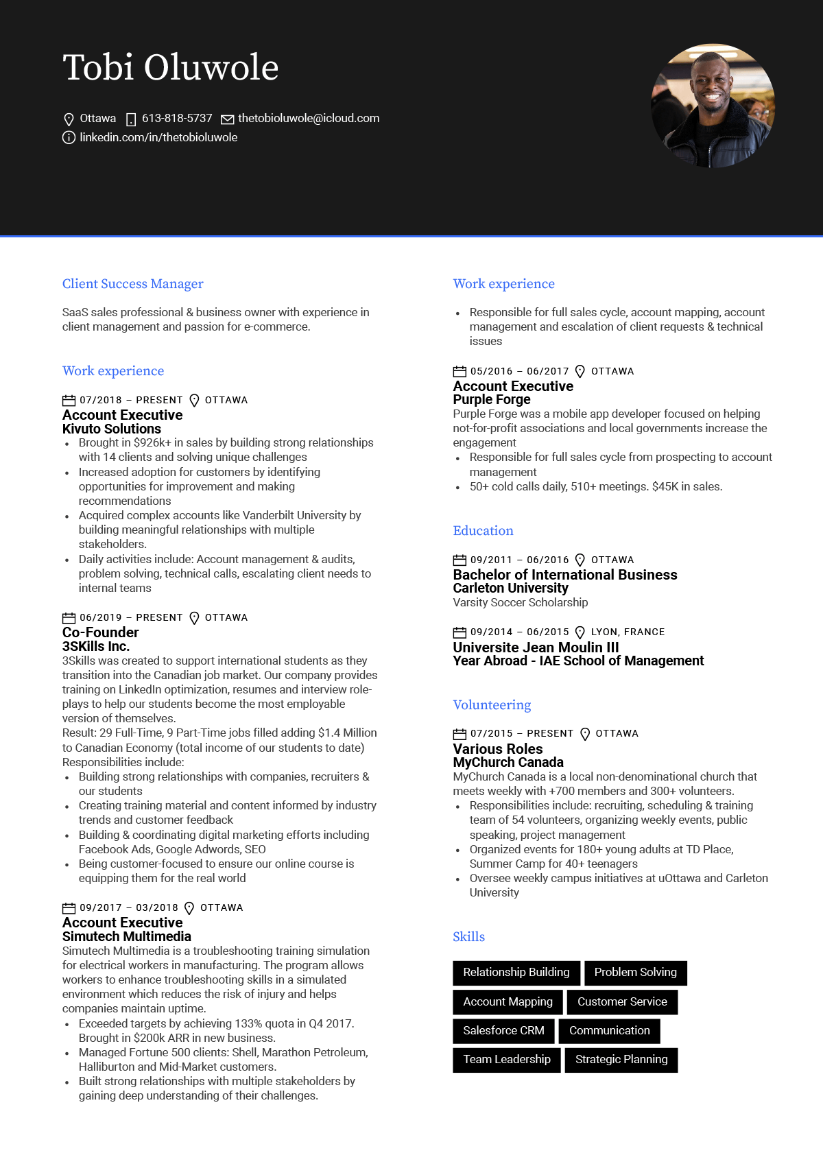 Merchant Success Manager at Shopify Resume Sample
