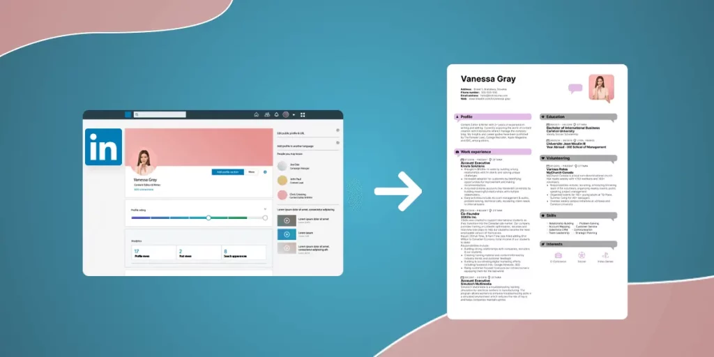 rewrite LinkedIn profile into resume