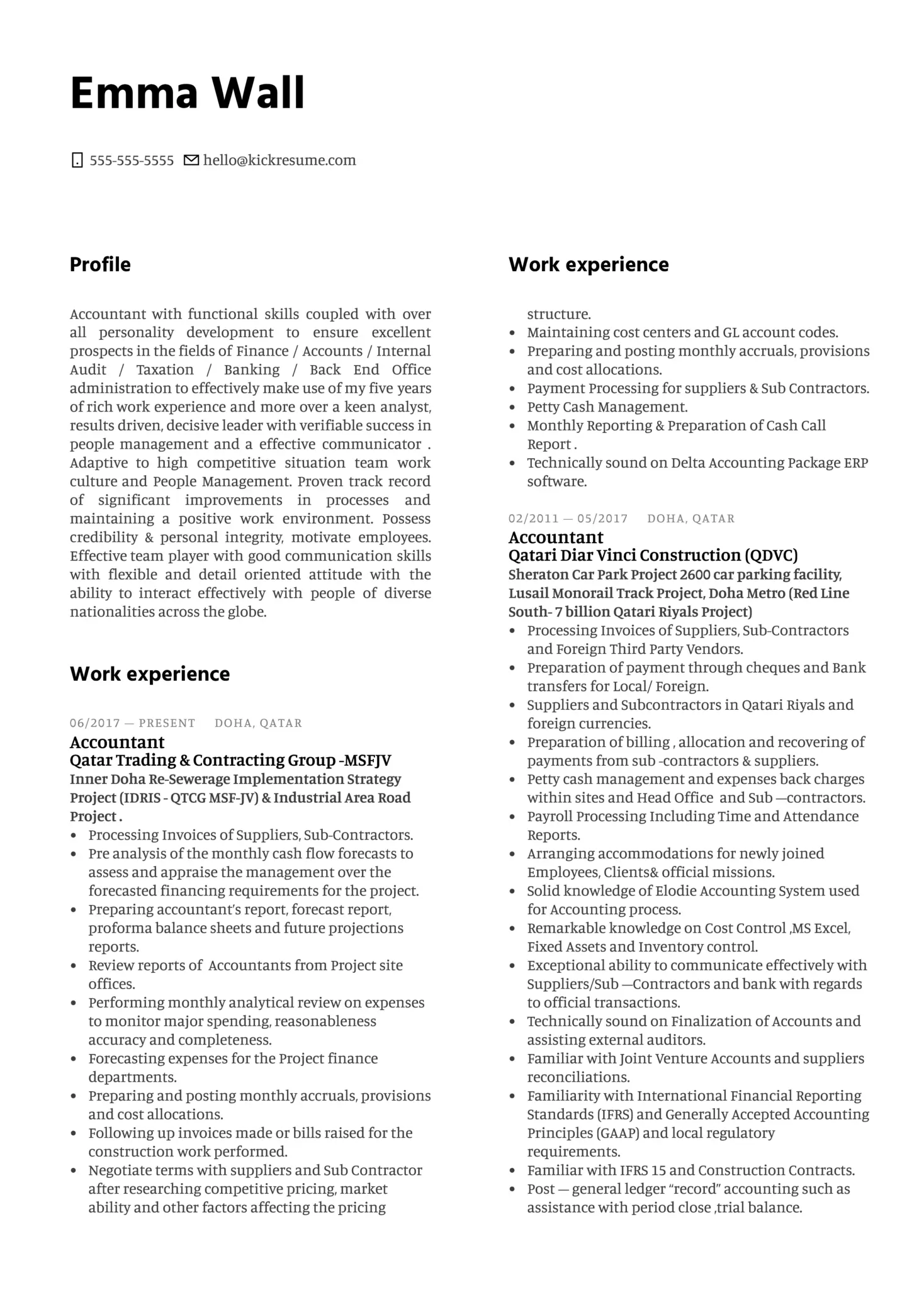DB Schenker resume sample