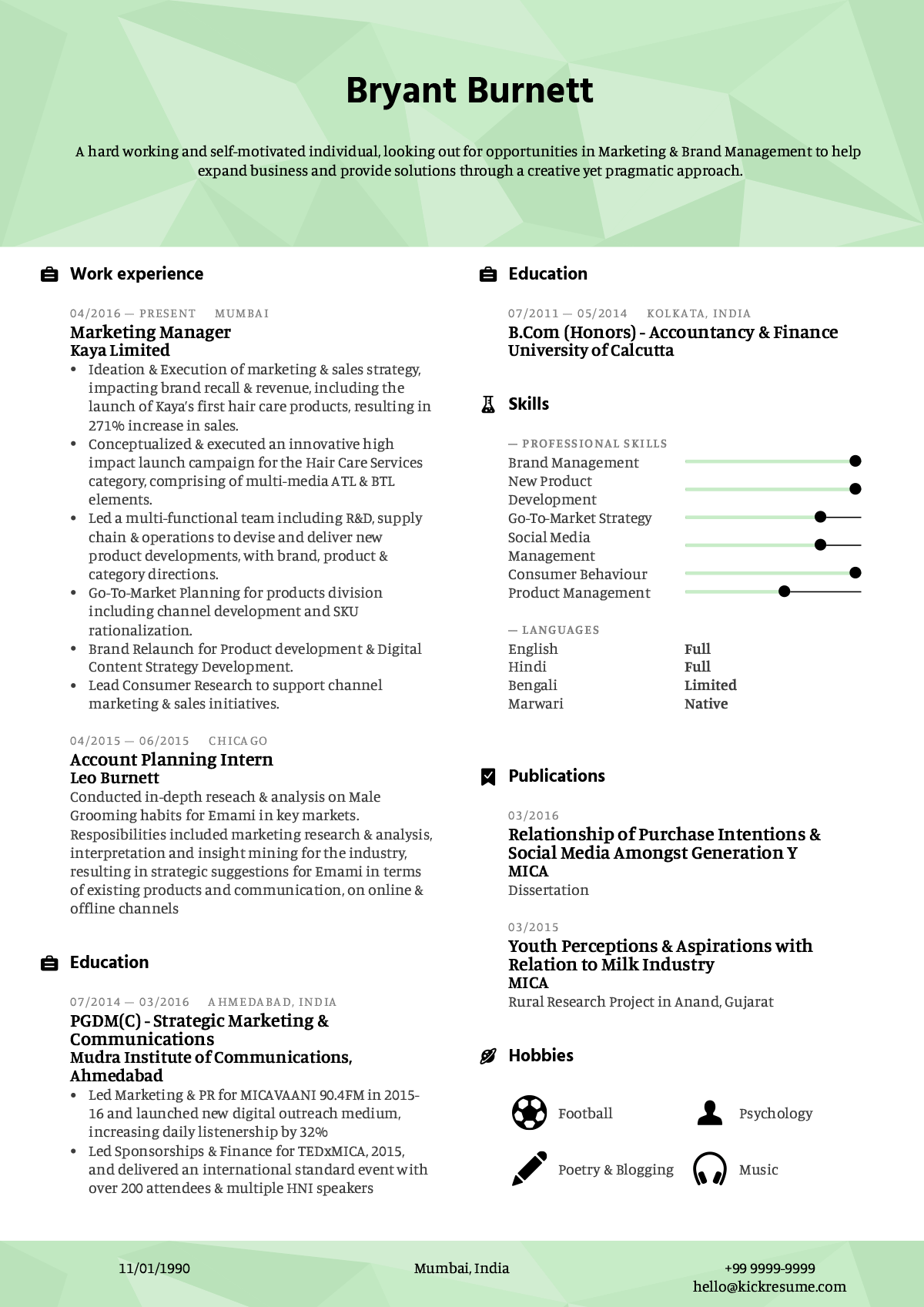 Marketing and Brand Manager Resume Example