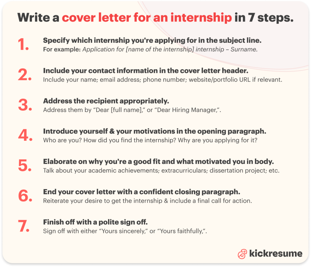 how to write a cover letter for an internship